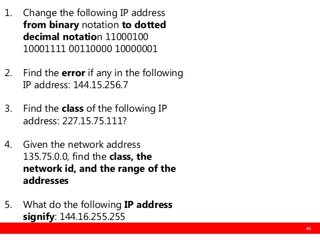 find the class of the following ip addresses